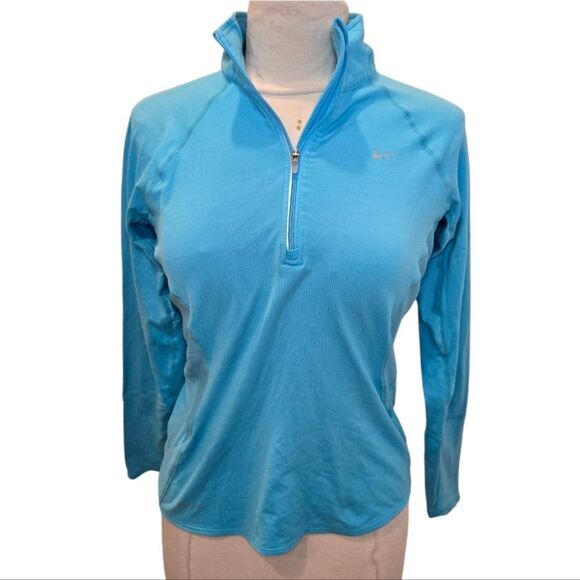 Women’s Nike DRI FIT 1/4 Zip Pullover Jacket Size Small Light Blue - Picture 1 of 13